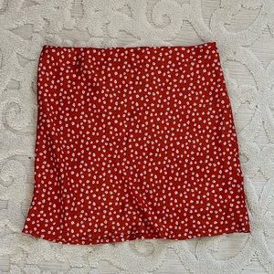 Red Floral Mini Skirt NWT
